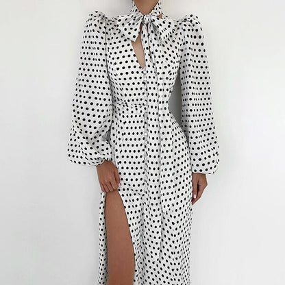 V Neck Long Sleeve Dress Print