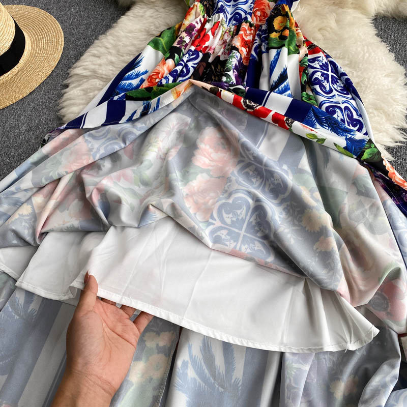 Retro Floral Print Sleeveless Dress