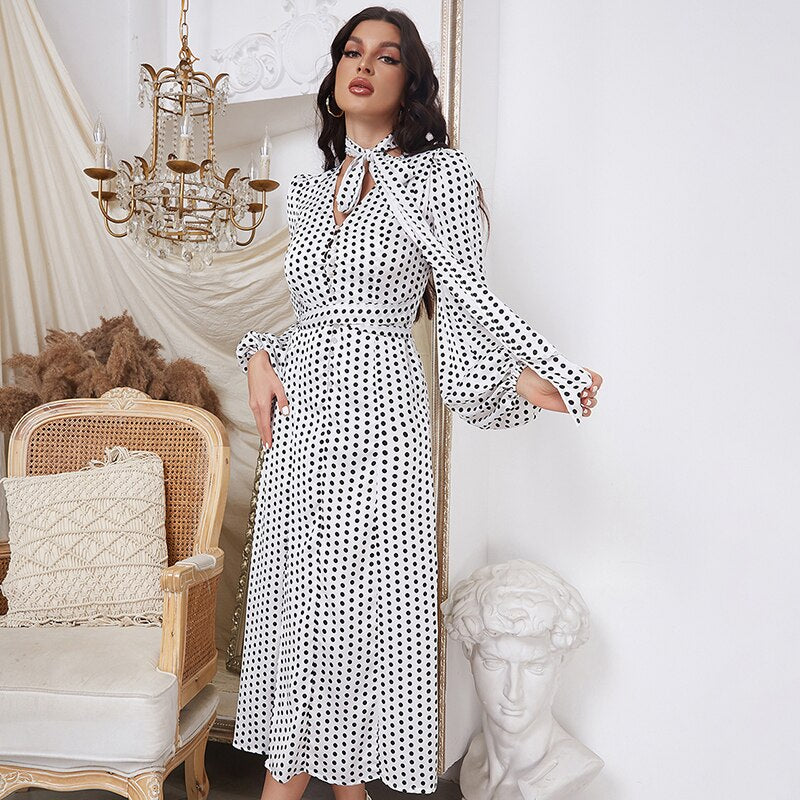 V Neck Long Sleeve Dress Print