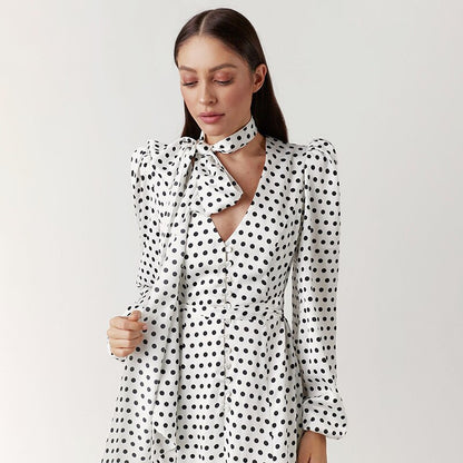 V Neck Long Sleeve Dress Print