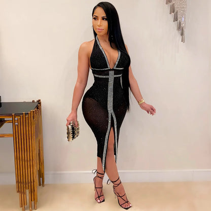 Sequin Mesh Diamond Dress