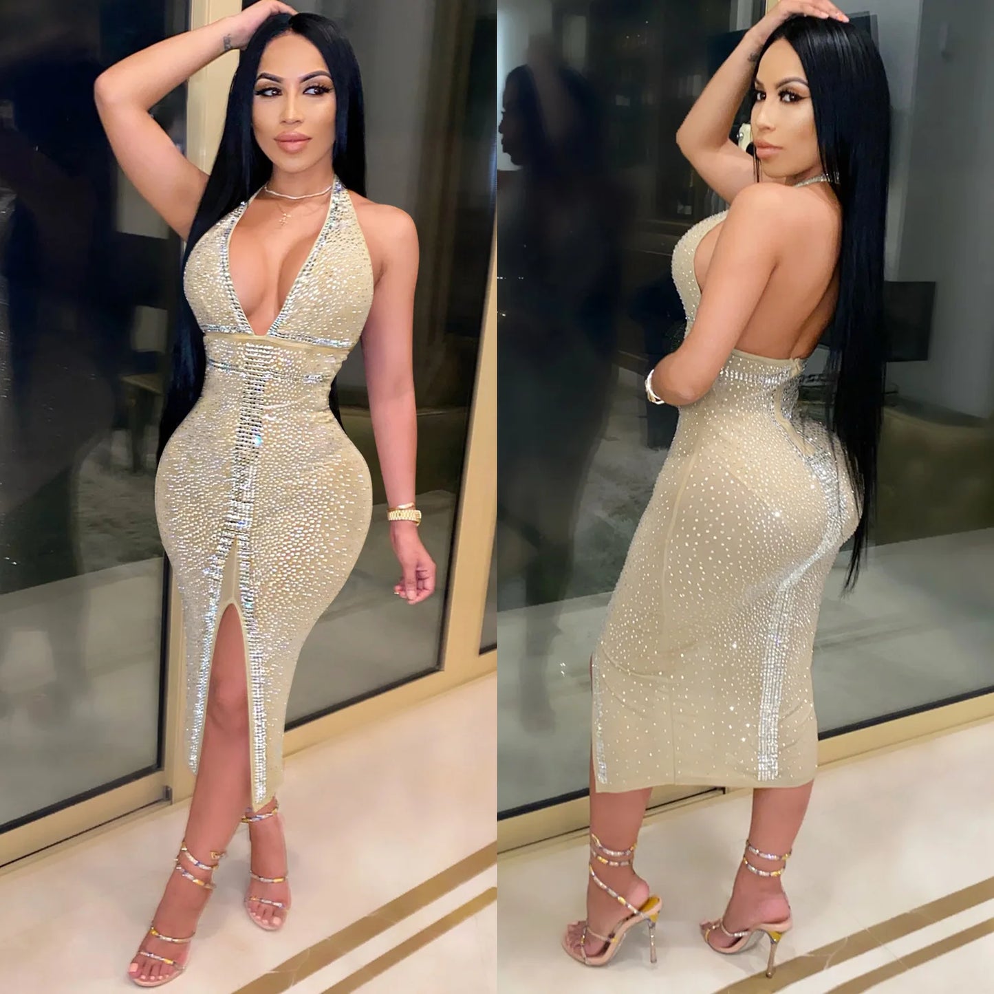 Sequin Mesh Diamond Dress