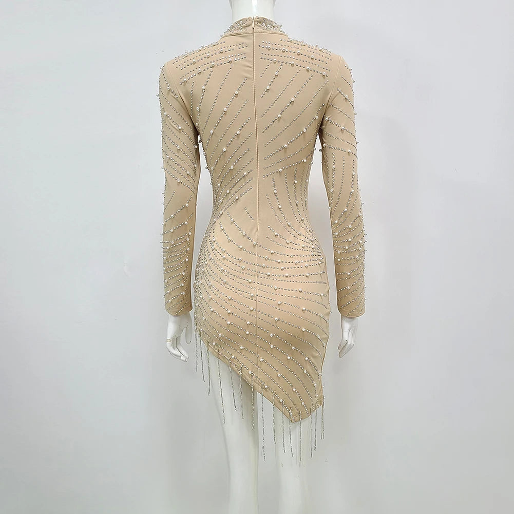 Nude Mesh Bodycon Dress