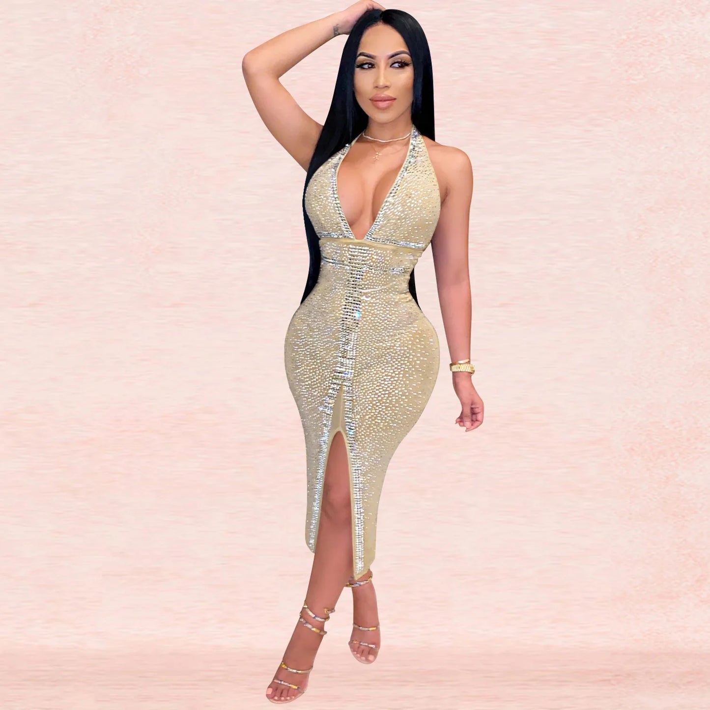 Sequin Mesh Diamond Dress