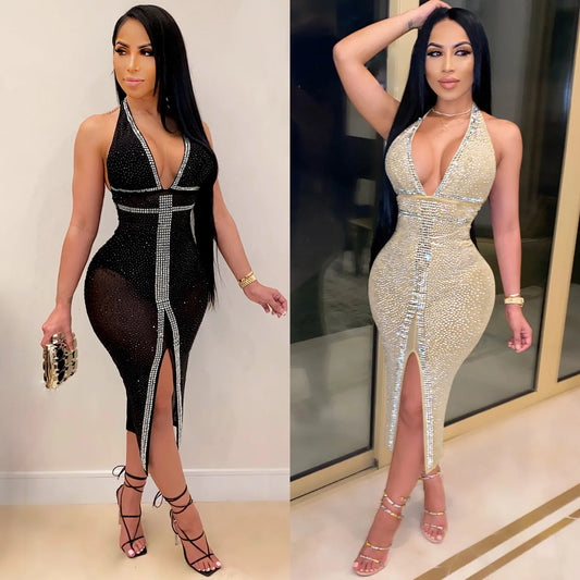 Sequin Mesh Diamond Dress