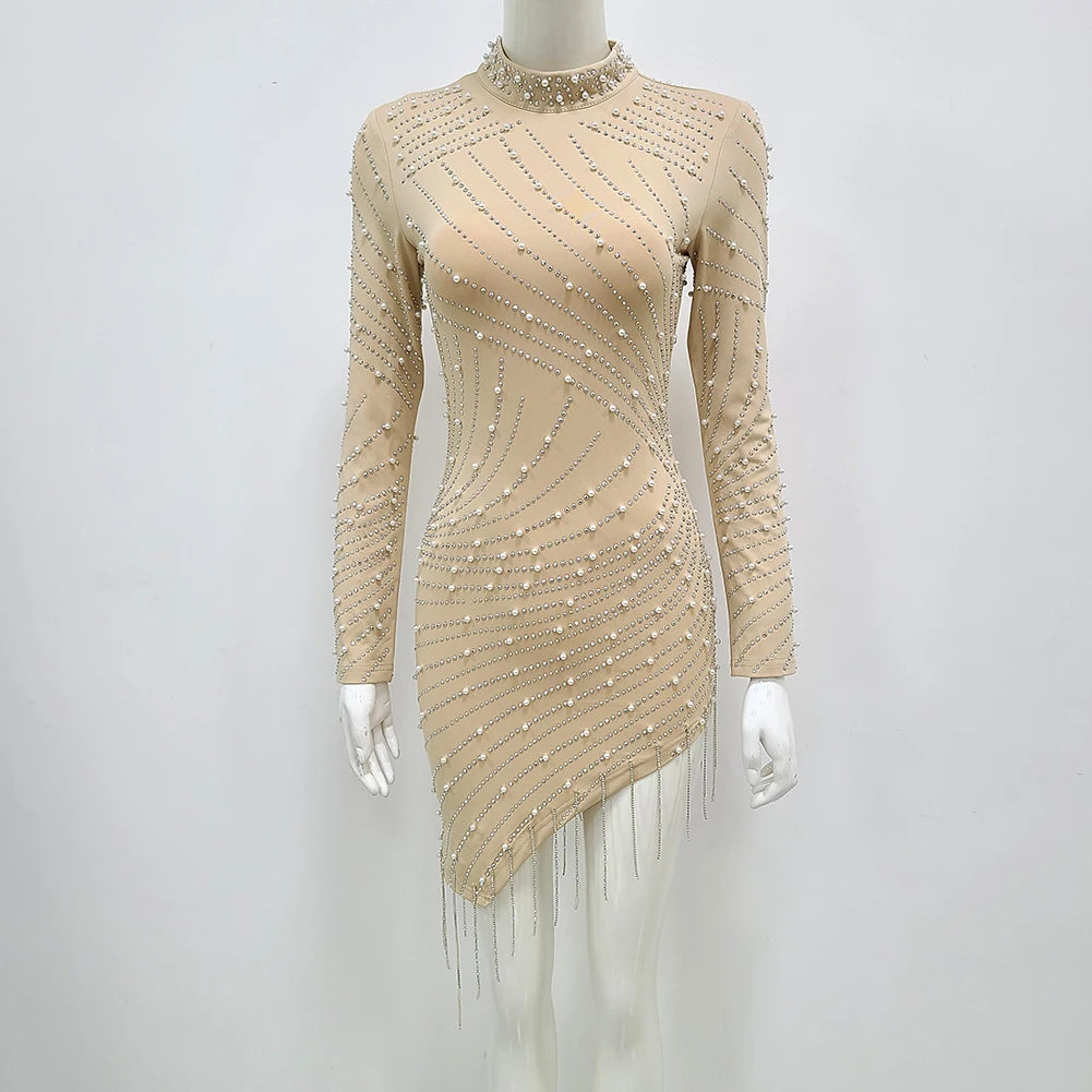Nude Mesh Bodycon Dress