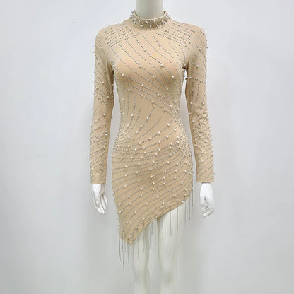 Nude Mesh Bodycon Dress