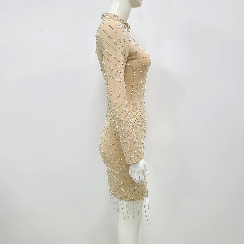 Nude Mesh Bodycon Dress