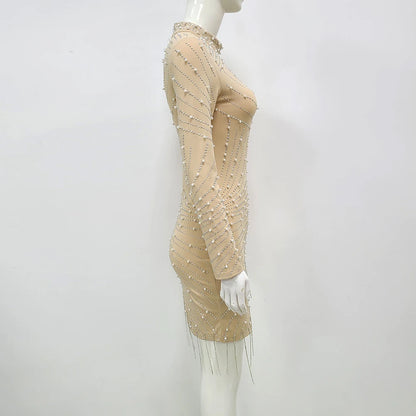 Nude Mesh Bodycon Dress