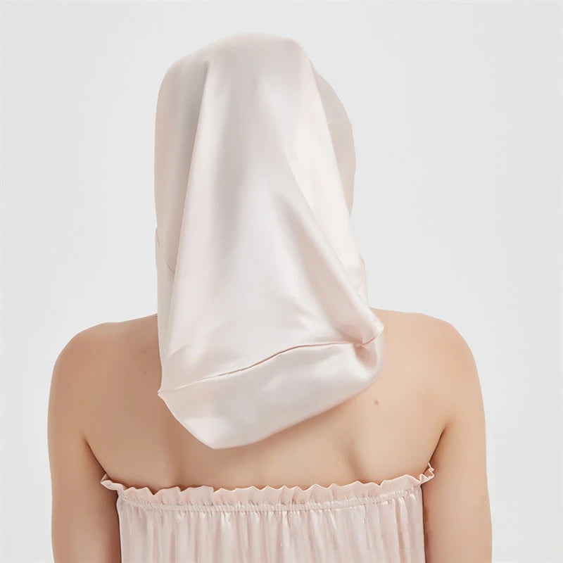 Natural Silk Long Turban Hair Bonnet