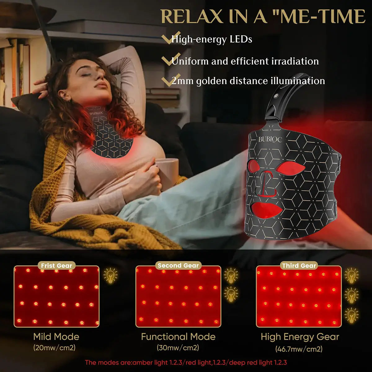 Red Light  Infrared Therapy LED Face Mask