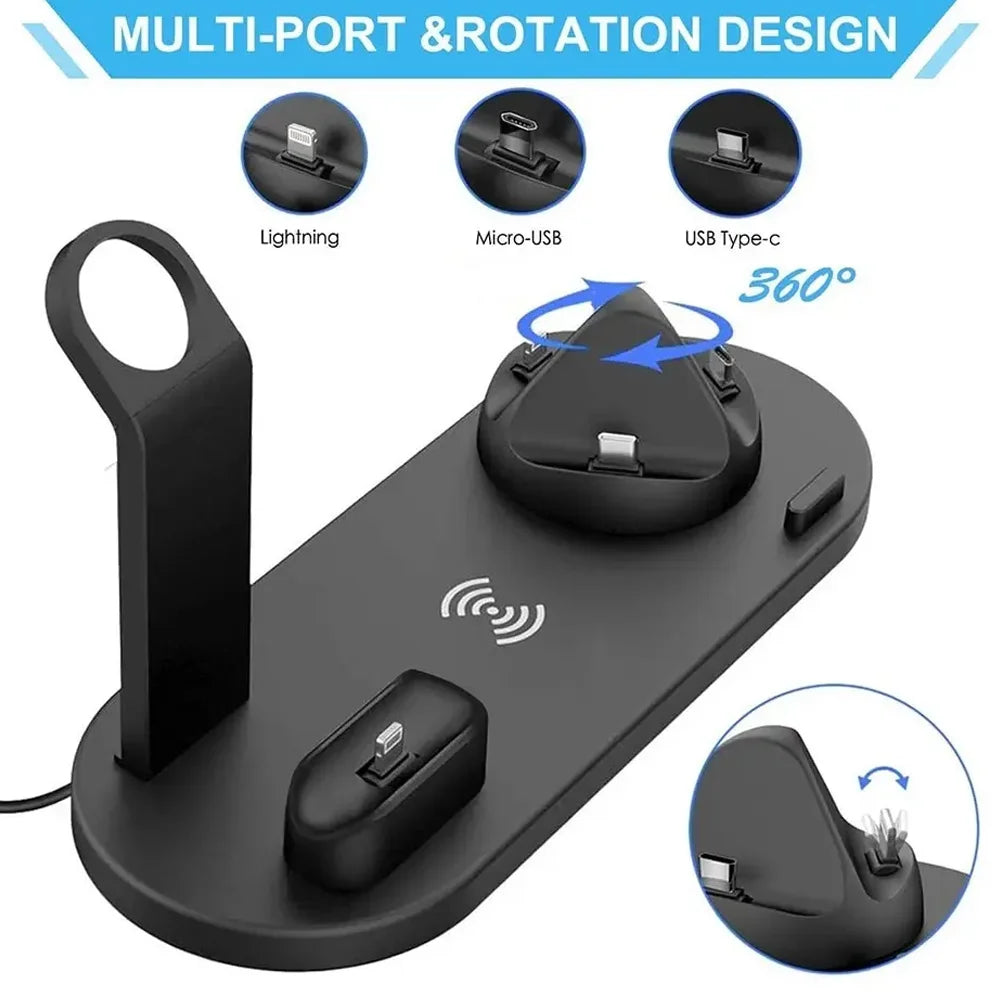 6 In 1 Wireless Charging Dock Station