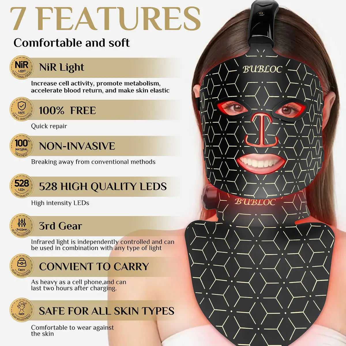 Red Light  Infrared Therapy LED Face Mask